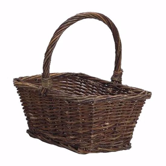 Picture of 8"  Rectangular Willow Basket with Handle-Dark Stain (Hard Liner Incl.)
