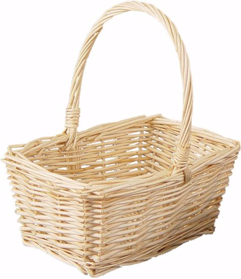 Picture of 8" Rectangular Willow Basket with Handle- Bleached Natural (Hard Liner Incl.)