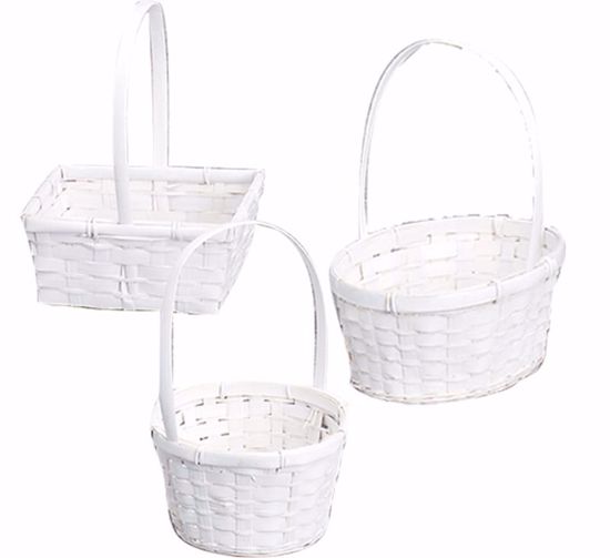 Picture of Bamboo Basket Assortment -White Painted (3 styles, Hard Liner Incl.)