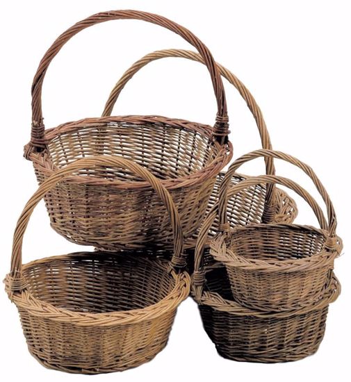 Picture of S/5 Round Rustic Willow W/Handle