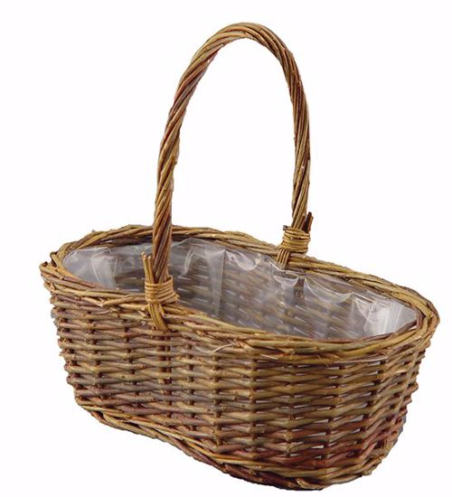 Picture of Lined Willow Double Bloomer Peanut Basket with Handle -Rustic