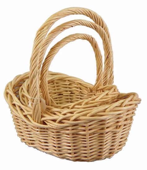 Picture of Willow Basket Set with Handle-Natural (3 Sizes)