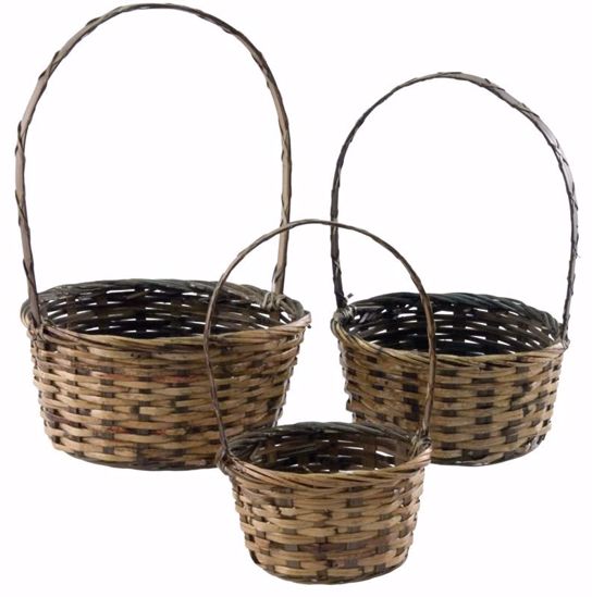 Picture of S/3 Stained Rattan W/Handle