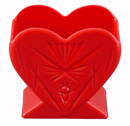 Picture of Diamond Line Frosted Heart Vase - Red