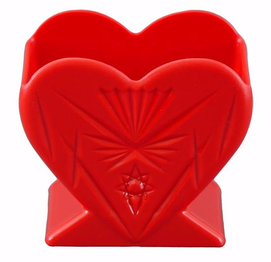 Picture of Diamond Line Frosted Heart Vase - Red