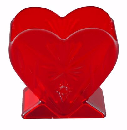 Picture of Diamond Line Frosted Heart Vase - Ruby