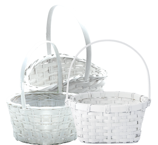 Picture of Round Bamboo Basket Assortment-White Painted Assortment (3 Styles, Hard Liner Incl.)