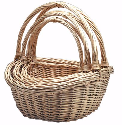 Picture of Oval Willow Basket Set with Handle-Natural (3 Sizes)