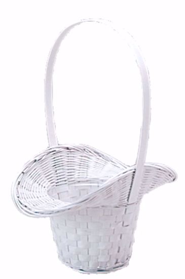 Picture of Round Bamboo Princess W/Handle 5" White Painted