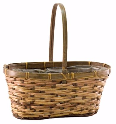 Picture of 6" Lined Double Rattan Bloomer Basket with Handle-Dark Stain