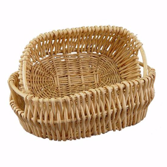 Picture of Oval Willow Basket with Inlaid Side Handle Set-Natural (2 Sizes)