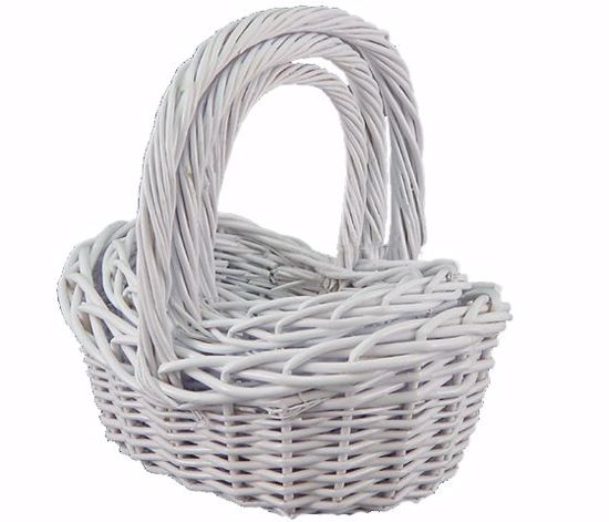 Picture of Willow Basket Set with Handle-White Painted (3 Sizes)
