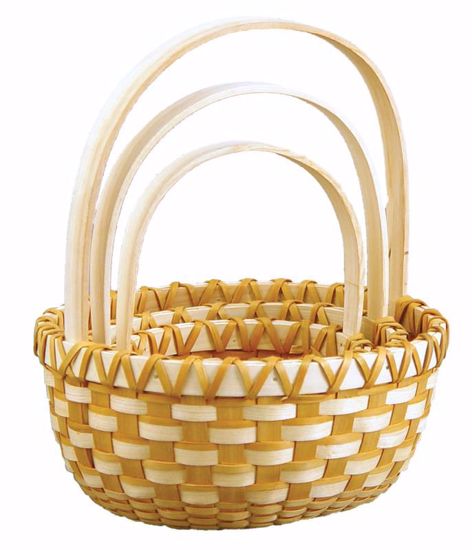 Picture of S/3 Oval 2-Tone Woodchip Baskets (Hard Liner Incl.)