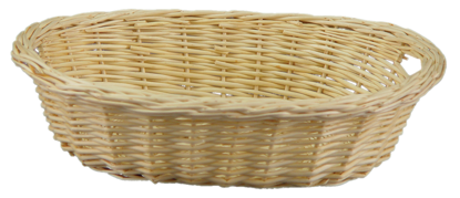 Picture of 14.5" Oval Willow Basket with Inlaid Side Handles-Bleached