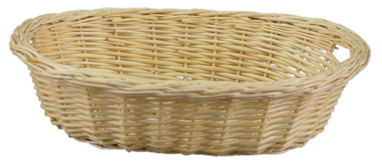 Picture of 14.5" Oval Willow Basket with Inlaid Side Handles-Bleached