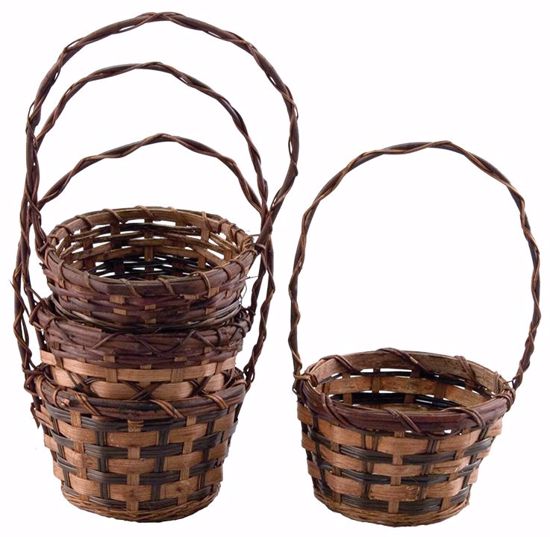Picture of 6" Round Bamboo Basket with Handle-Stained Weave (4 Styles - Hard Liner Incl.)