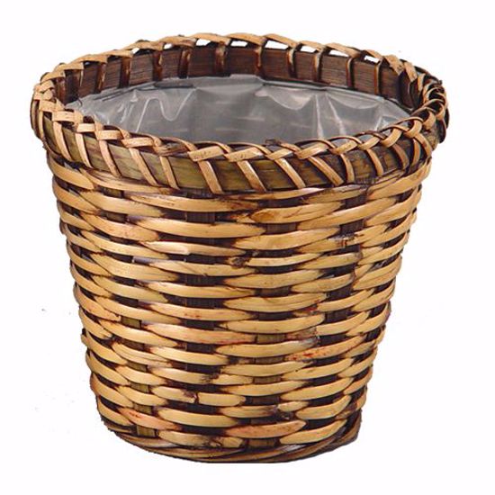 Picture of 6" Lined Rattan Pot Cover-Dark Stain