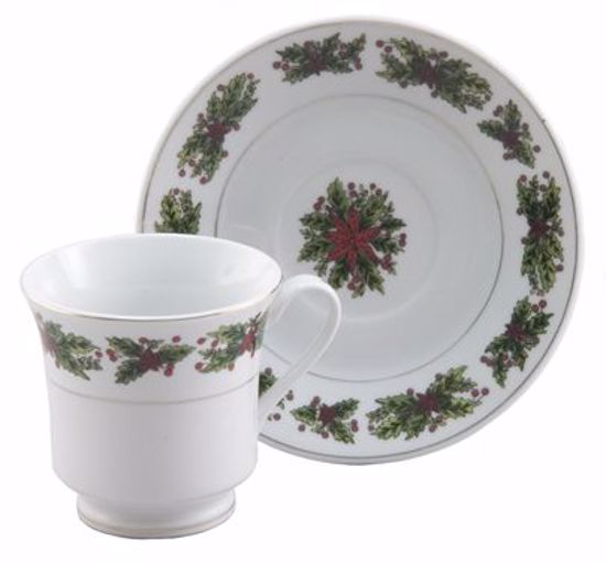 Picture of Porcelain Holly Teacup & Saucer