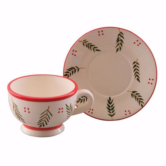 Picture of Christmas Cup/Saucer with Evergreen Berries