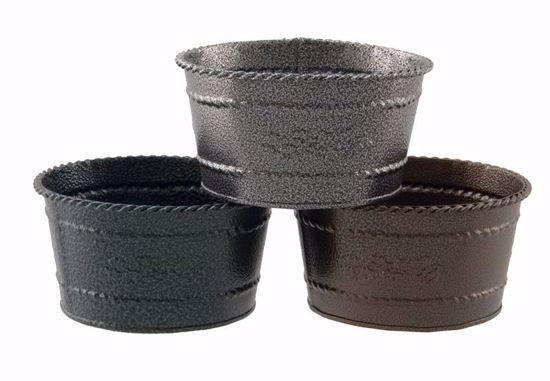Picture of 3 Asst Metal Planters (Silver, Bronze, Black)