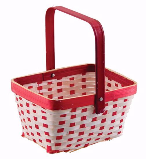 Picture of Rectangle Red/White Basket with Handle