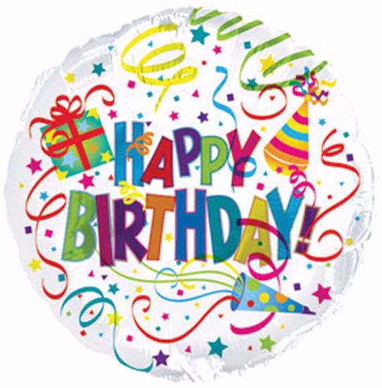 Picture of 17" 2-Sided Foil Balloon: Happy Birthday Party Hat & Horn