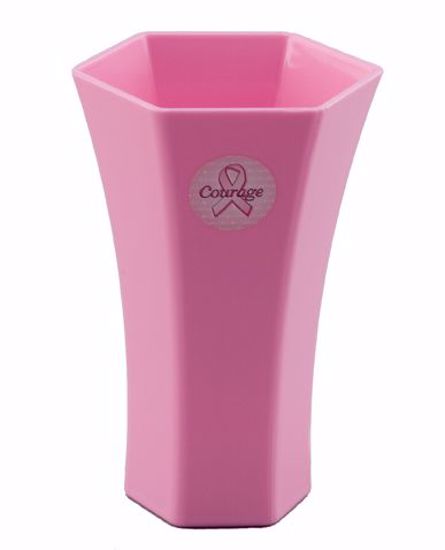 Picture of Diamond Line 8" Rose Vase - Breast Cancer Awareness Pink