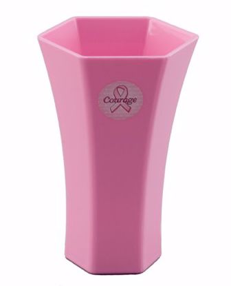 Picture of Diamond Line 10" Rose Vase - Breast Awareness Pink