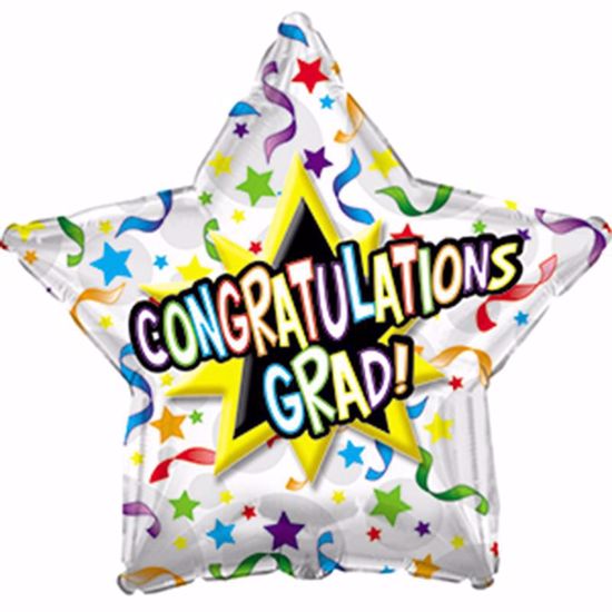 Picture of 18" 2-Sided Foil Balloon: Festive Streamers Grad