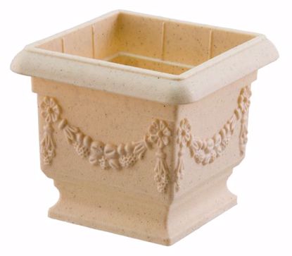 Picture of Diamond Line Baroque Pedestal Planter 4"-Sandstone