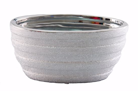 Picture of Large Oval Silver Ceramic Planter