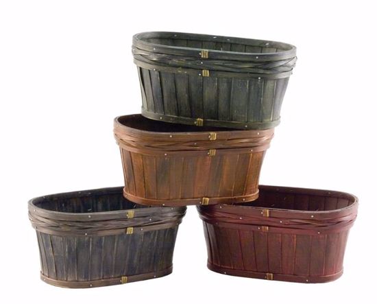 Picture of 10" Oval Chipwood Bloomer Planter Assortment (4 Colors -Hard Liner Incl.)