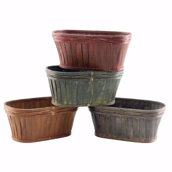Picture of 13" Oval Chipwood Bloomer Planter Assortment (4 Colors - Hard Liner Incl.)