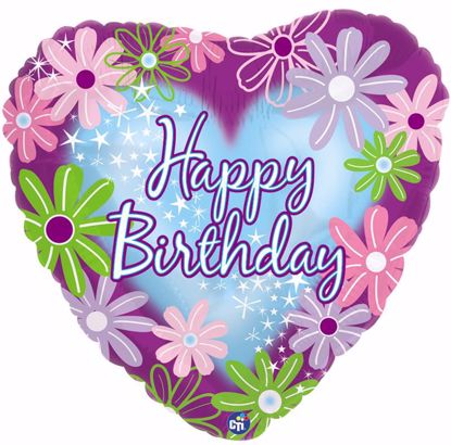 Picture of 17" 2-Sided Foil Balloon: Happy Birthday Twinkle Stars