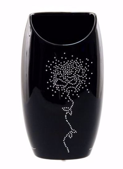 Picture of 8" Black Ceramic Vase with Rhinestone Rose Design