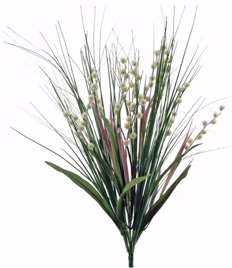 Picture of 21 Inch Cream/Green Flocked Berry/Onion Grass Bush x 12