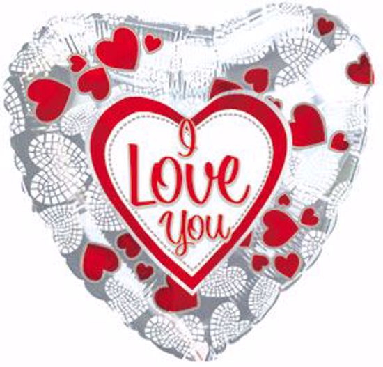 Picture of 17" 2-Sided Foil Balloon: I Love You Mosaic Hearts