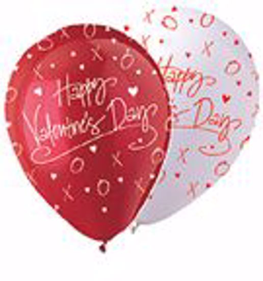 Picture of 12" Latex Balloons: Red & White Asst HVD XOXO