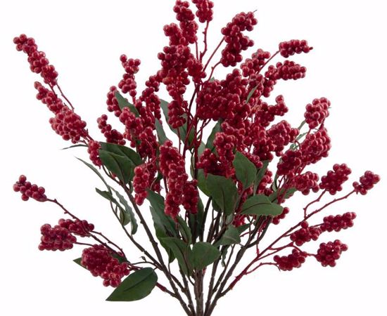 Picture of Red Berry Cluster Bush with Leaves (19")