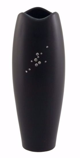 Picture of 10.5" Black Matte Finish Ceramic Vase w/Rhinestones