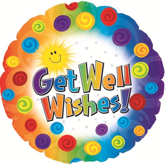 Picture of 17" 2-Sided Foil Balloon: Get Well Dots & Swirls