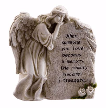 Picture of Memory Becomes A Treasure Memorial Stone ~ Polyresin