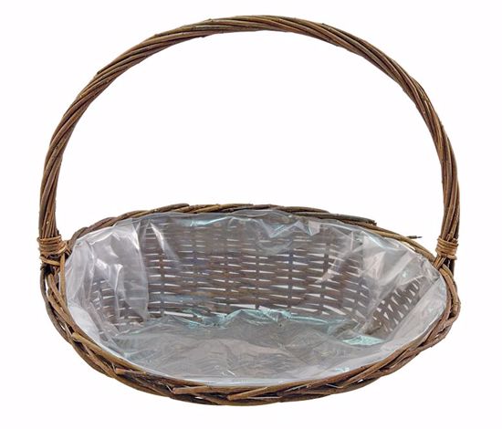 Picture of Lined Willow Handled Tray with High-Back -Dark Stain