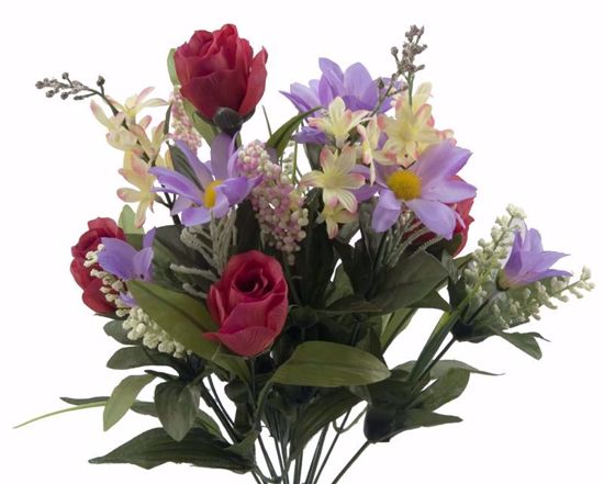 Picture of Purple and Red Rose Alstroemeria Berry Mixed Floral Bush (14 Stems, 18")
