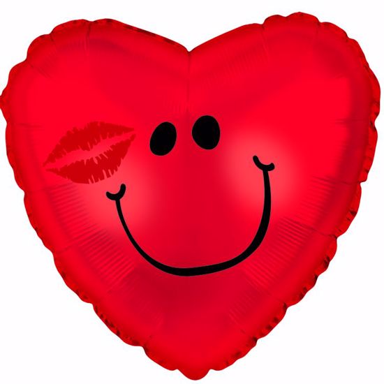 Picture of 17" 2-Sided Foil Balloon: Smiley Kissey Face