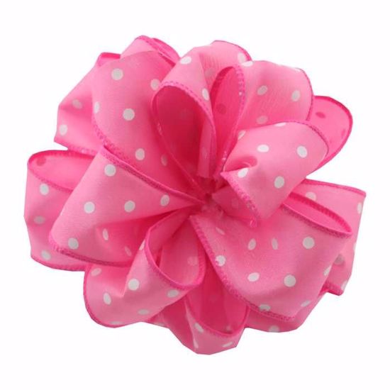 Picture of #9 Deluxe Wired Dots Ribbon - Hot Pink