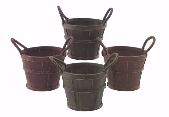 Picture of 5" Split Wood Planters with Ear Handles Assortment (Hard Liner Incl.)