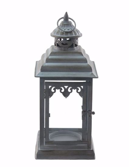 Picture of Non-Electric Silver Metal Lantern w/Latching Door Glass Pane