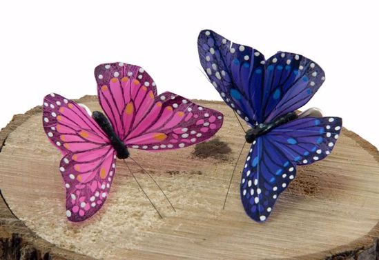 Picture of Two Assorted Hot Pink/Blue Monarch Butterflies w/Wire Wing Span
