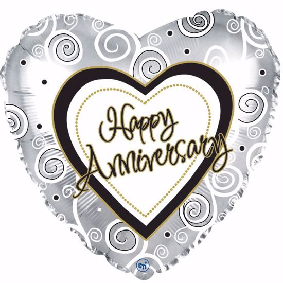 Picture of 17" 2-Sided Foil Balloon: Anniversary Swirls